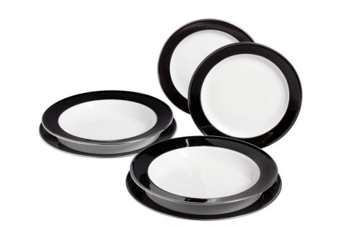 Juego de mesa para 2 personas, esmalte negro, decorado con platino