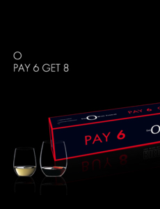 paquete regalo de copas Riedel O pay 6 get 8